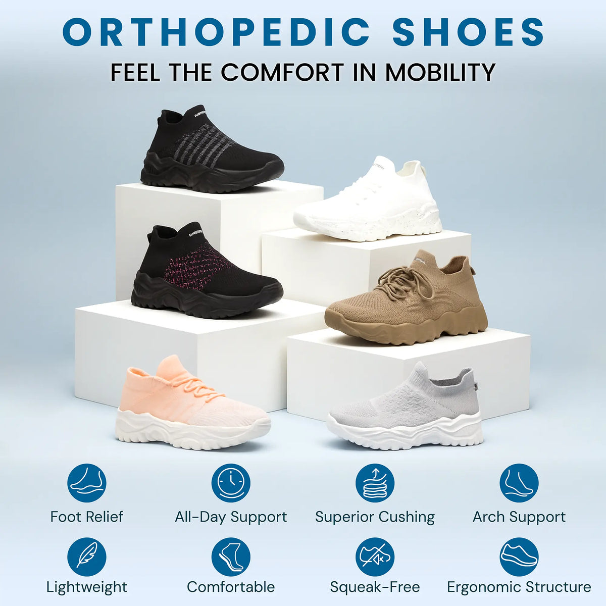 CloudShift – Cushioned Knit Sneakers for Long Shifts