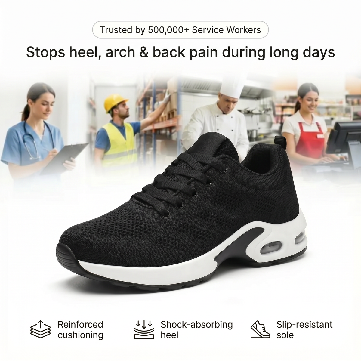 SafeStride™ – 12-Hour Shift Shoes for Aching Feet, Knees & Back (view 12)